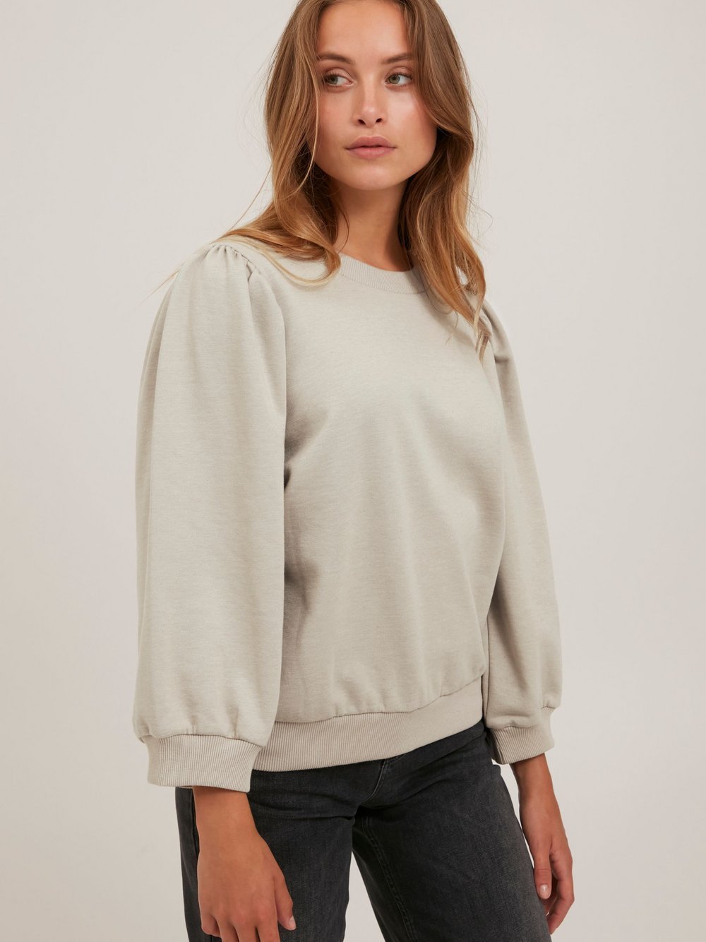 PULZ Jeans Sweatshirt Damen Baumwolle beige, S