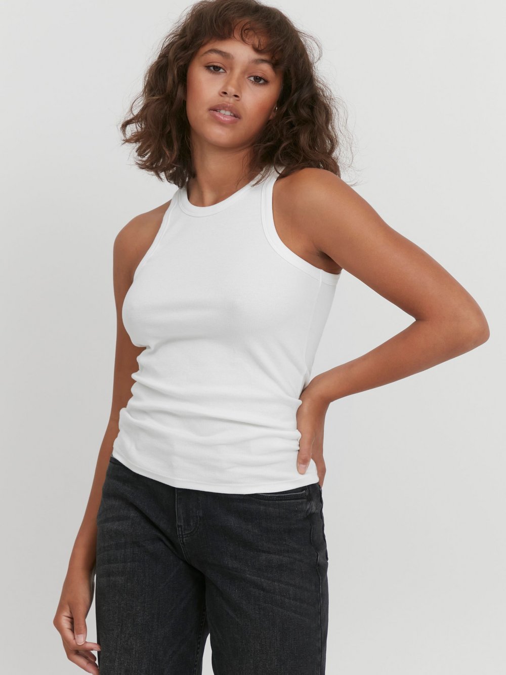 PULZ Jeans Trägertop Damen Baumwolle weiß, L