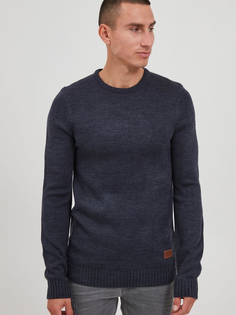 11 Project Strickpullover Herren blau meliert, S