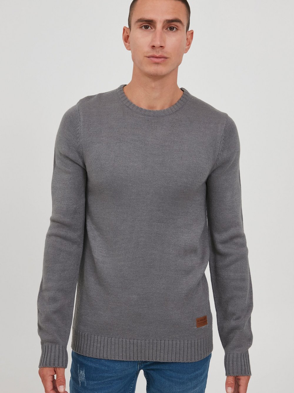 11 Project Strickpullover Herren grau meliert, S