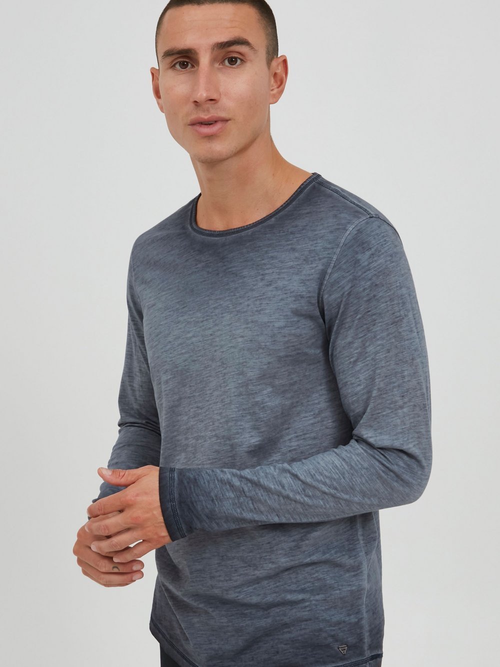 11 Project Longsleeve Herren Baumwolle blau meliert, S