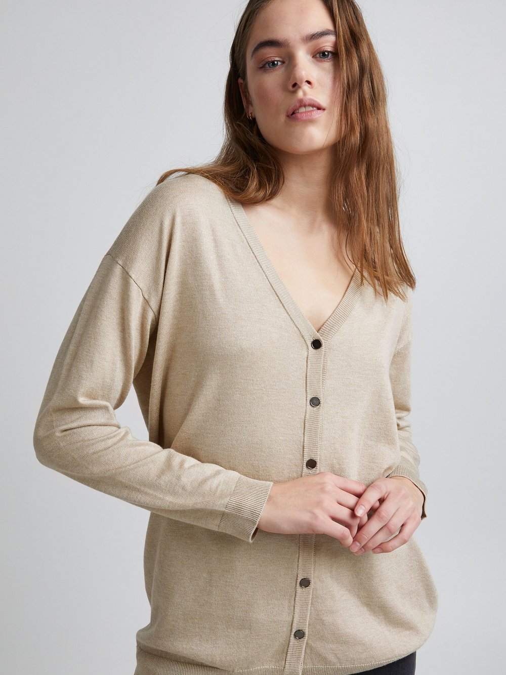 PULZ Jeans Cardigan Damen Viskose beige, XXL