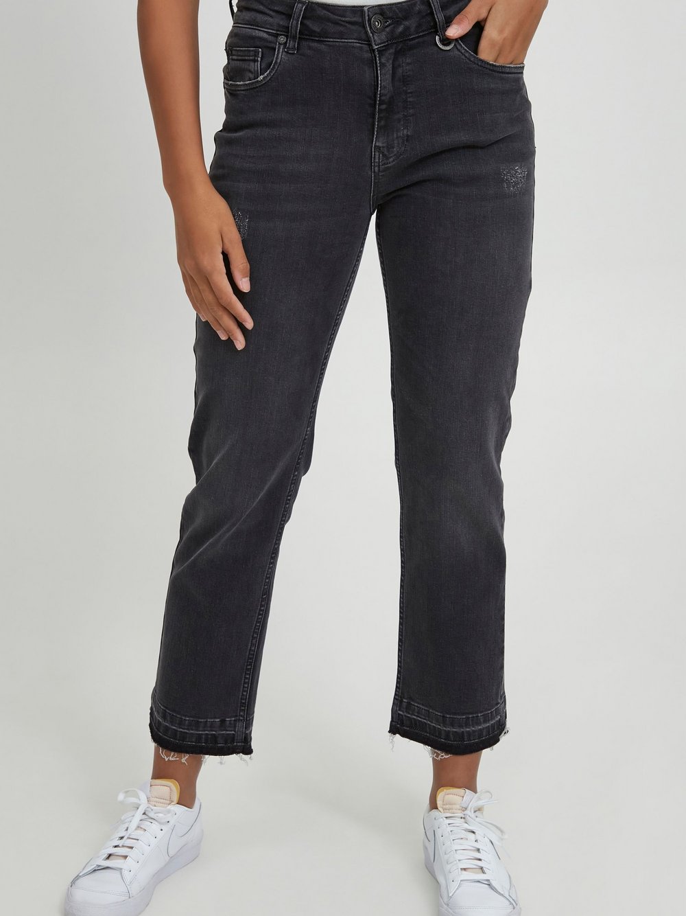 PULZ Jeans 5-Pocket-Jeans Damen Baumwolle grau, 27