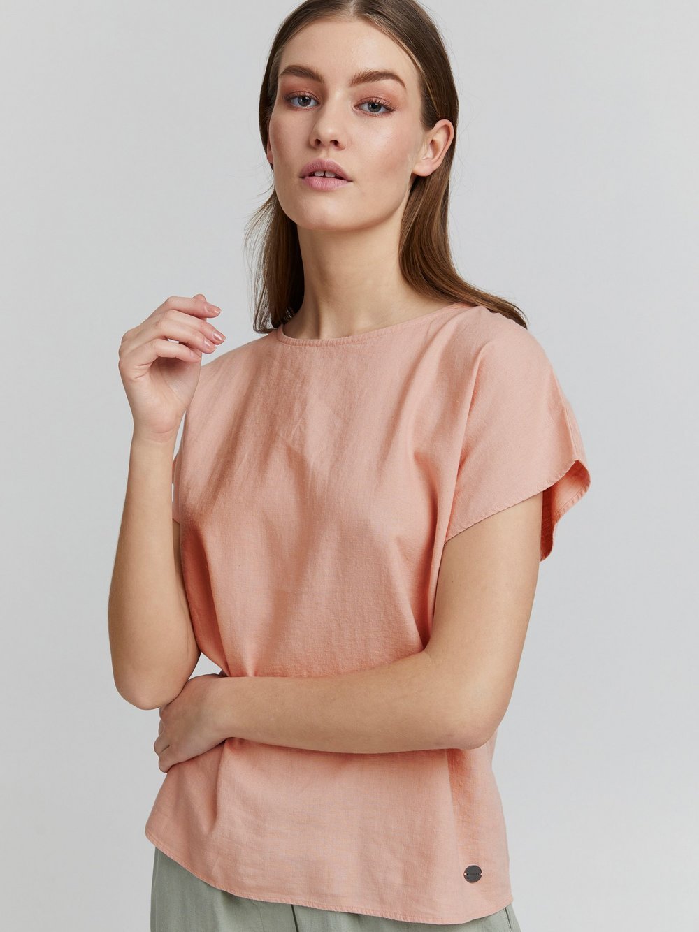 OXMO Kurzarmbluse Damen rosa, 40