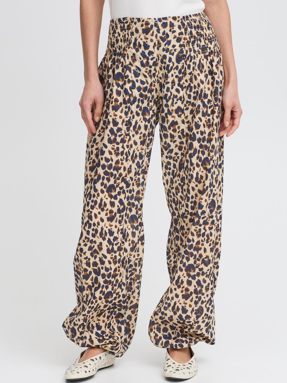 PULZ Jeans Stoffhose Damen Baumwolle braun gemustert, S