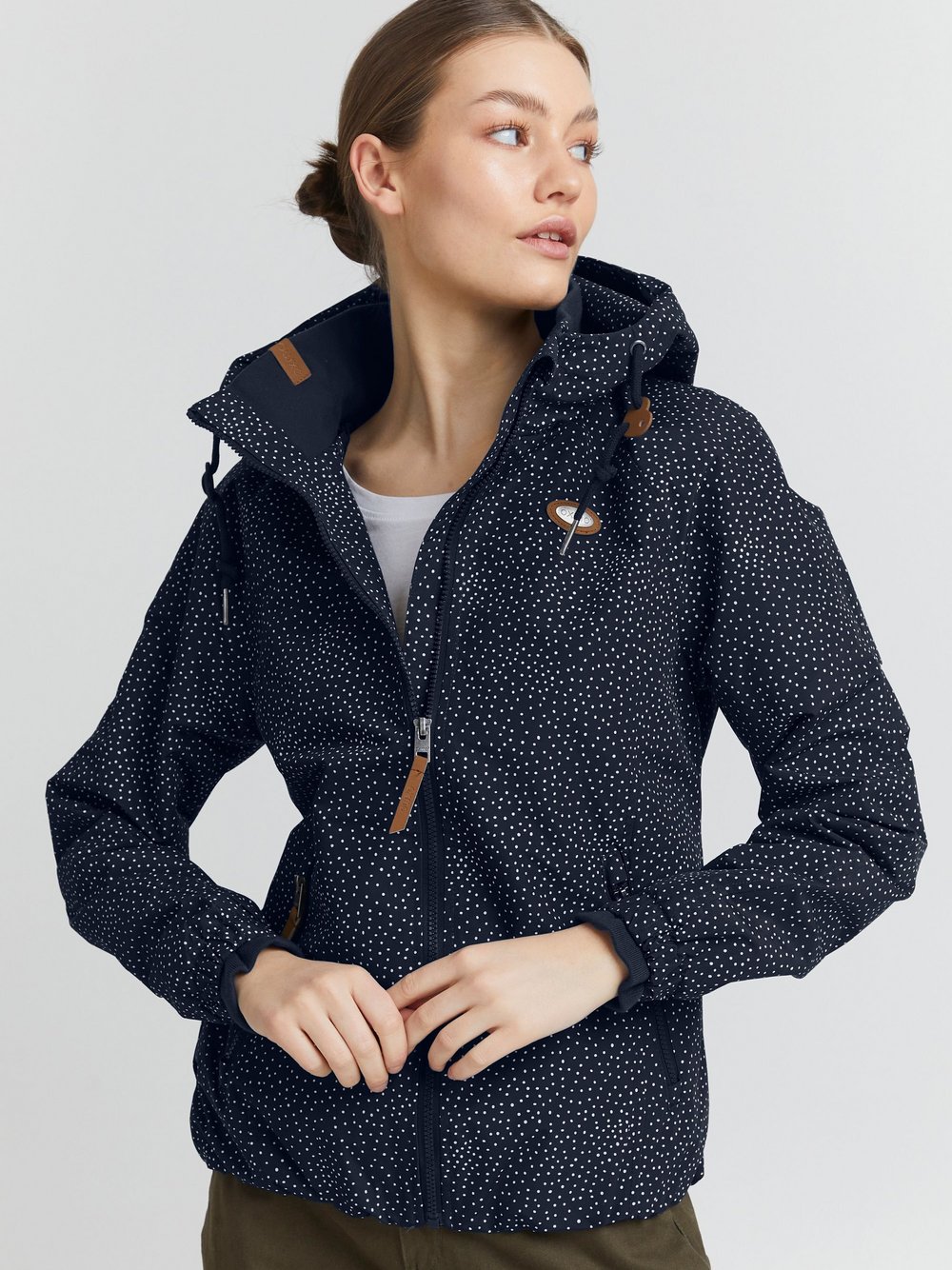 OXMO Kurzjacke Damen blau gepunktet, S