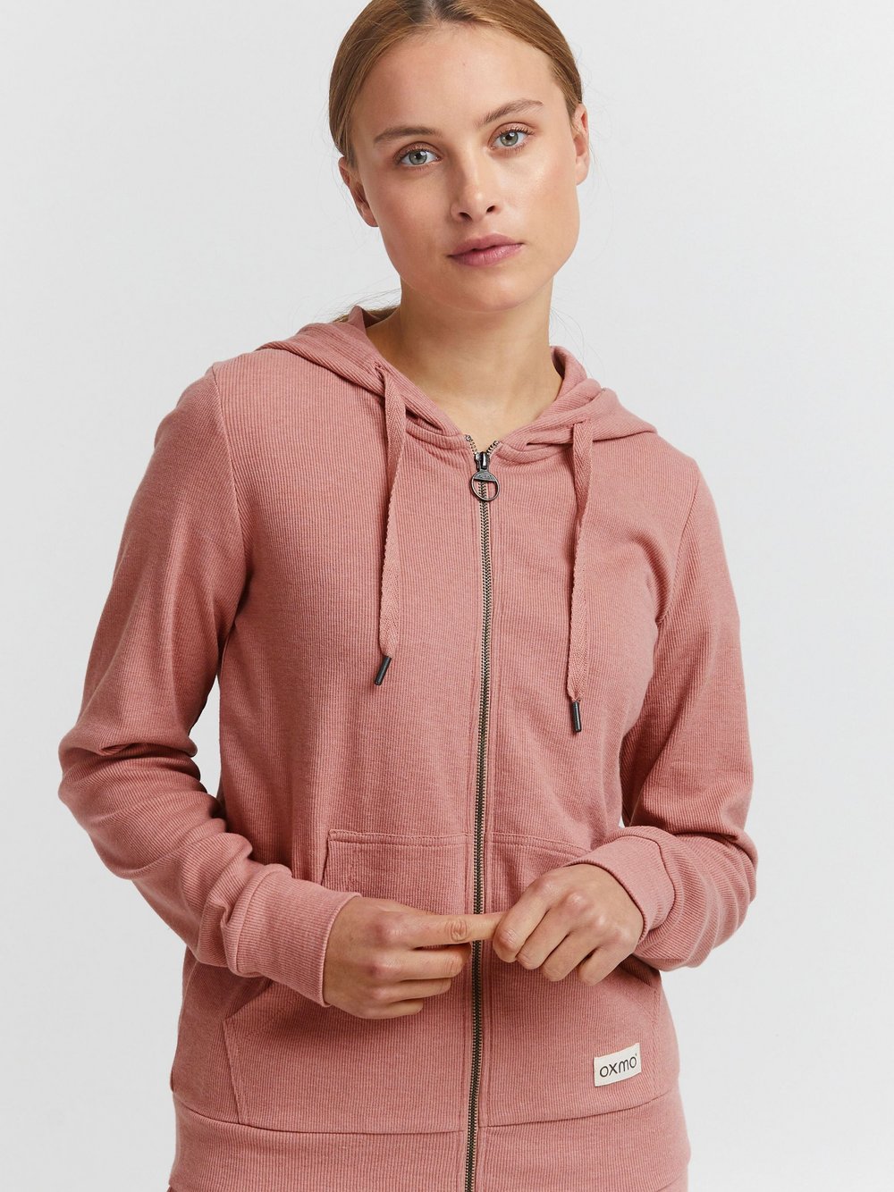 OXMO Kapuzensweatjacke Damen Baumwolle rosa, S