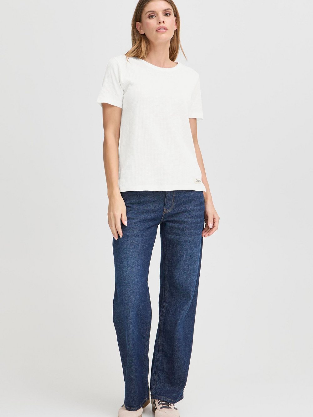 OXMO T-Shirt Damen Baumwolle weiß, XXL