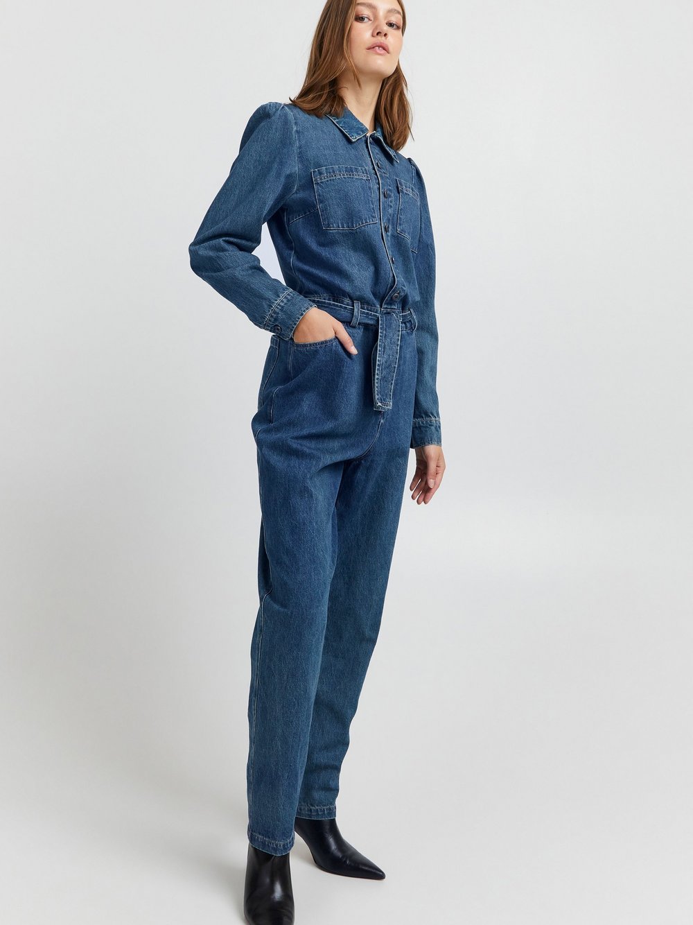 PULZ Jeans Jumpsuit Damen Baumwolle blau, M