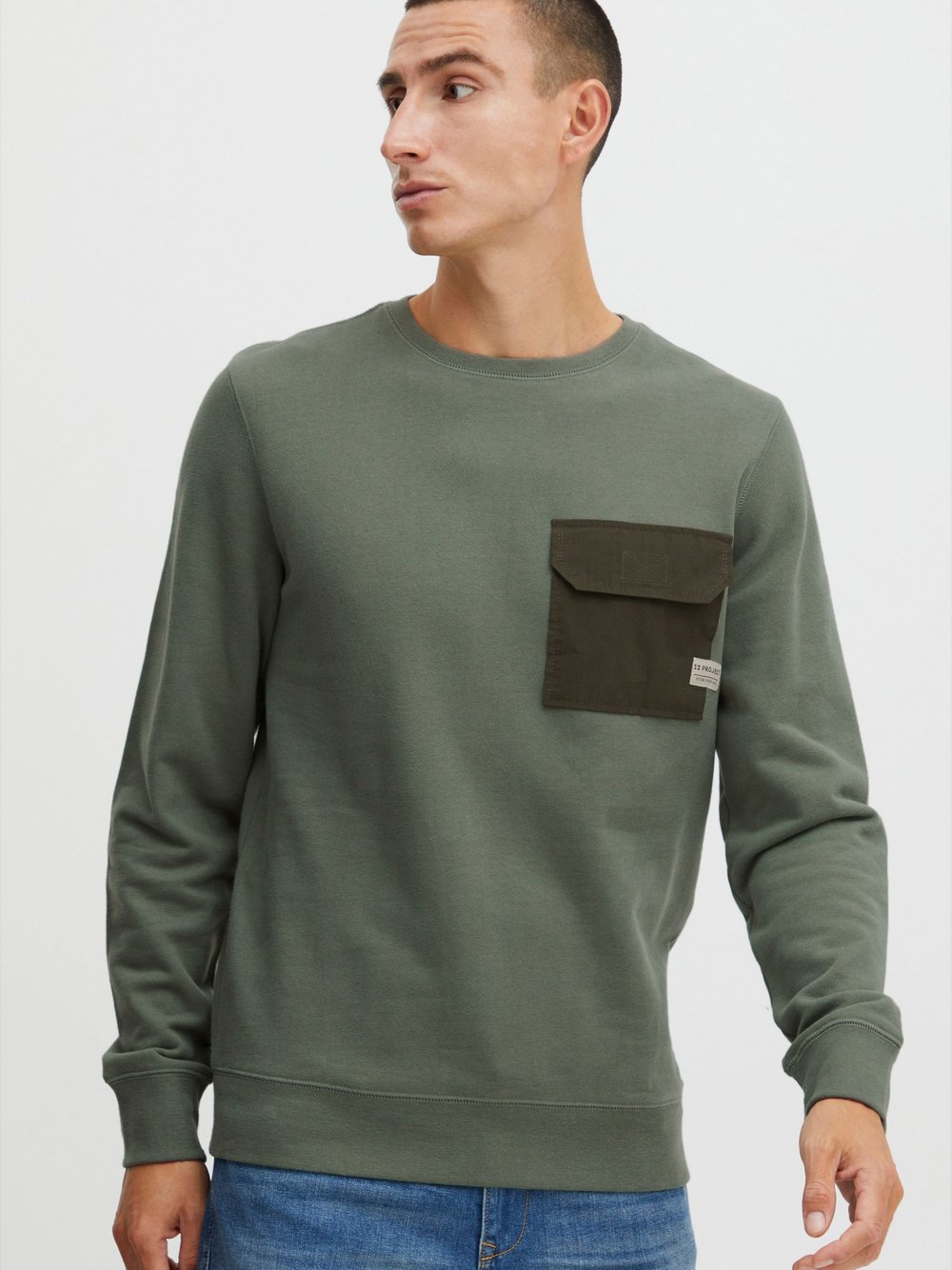 11 Project Sweatshirt Herren Baumwolle grün, L