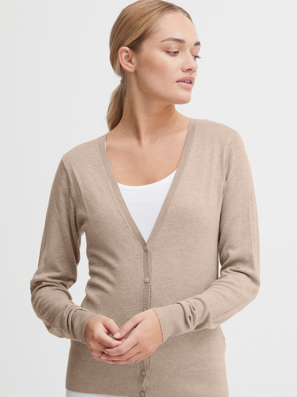 OXMO Strickjacke Damen Viskose beige, M