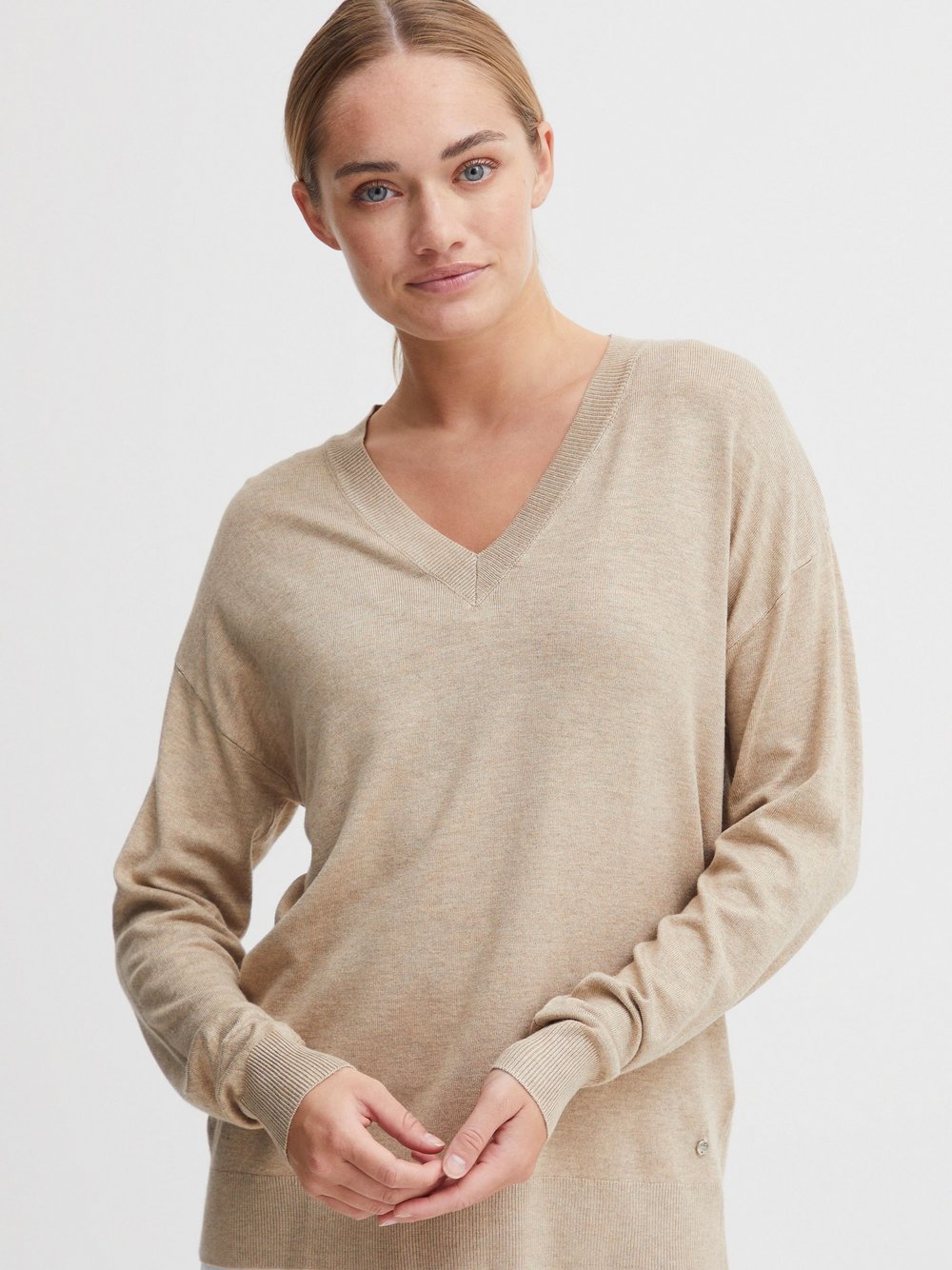 OXMO Strickpullover Damen Viskose beige, XXL