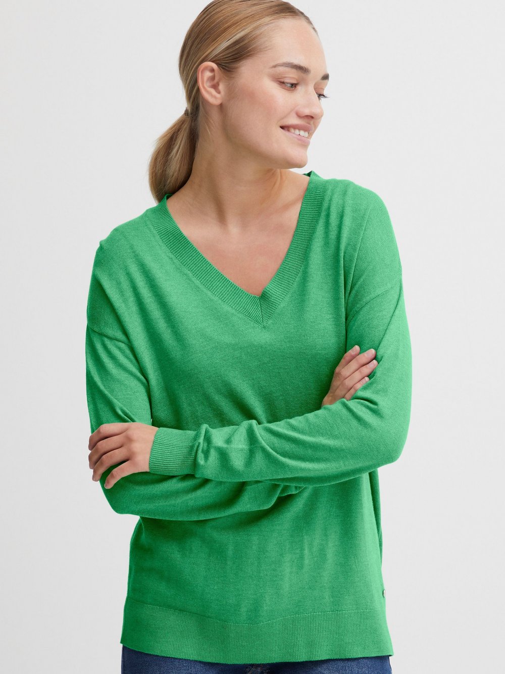 OXMO Strickpullover Damen Viskose grün, XS