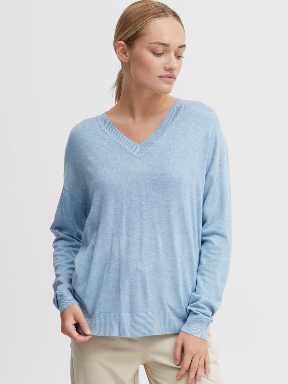 OXMO Strickpullover Damen Viskose blau, L