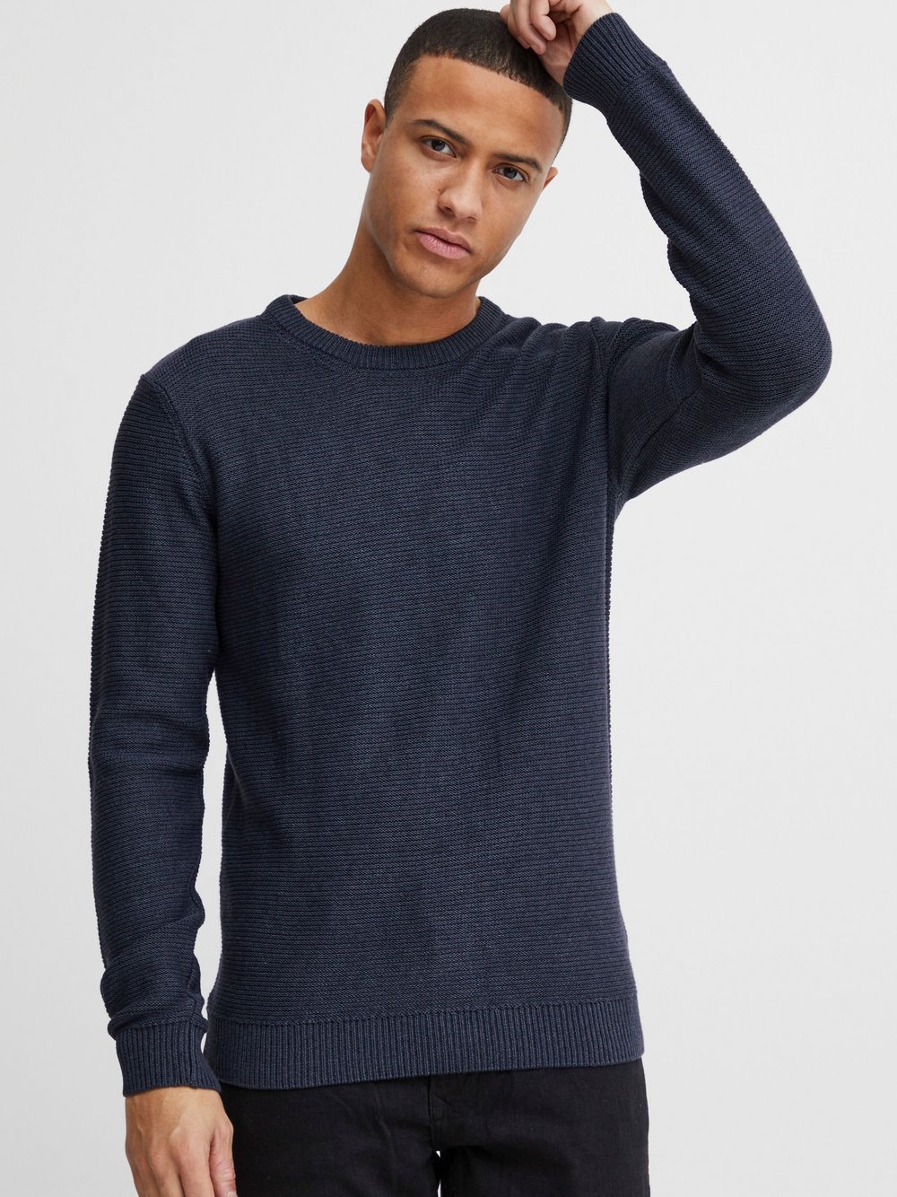 11 Project Strickpullover Herren Baumwolle blau, L