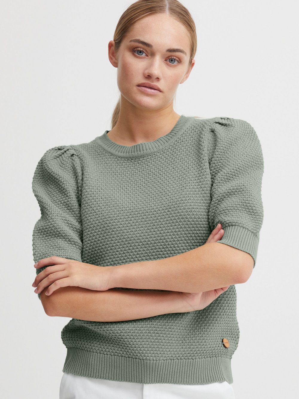 OXMO Strickpullover Damen Baumwolle grün, L