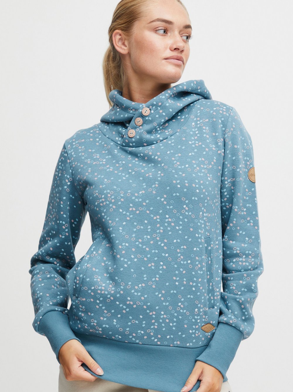 OXMO Hoodie Damen blau gepunktet, XXL