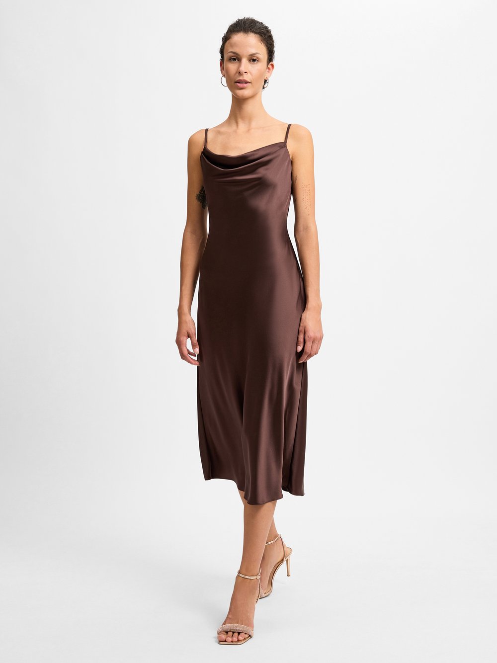 Marie Lund Abendkleid Damen Satin braun, 38