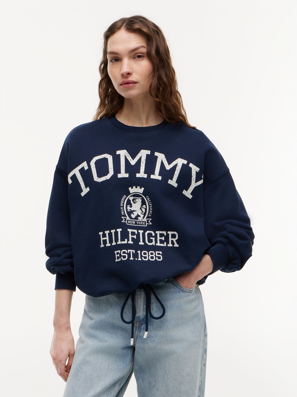VAN GRAAF Tommy Hilfiger Damen Marine Sweatshirt Baumwolle Blau, Extra Klein