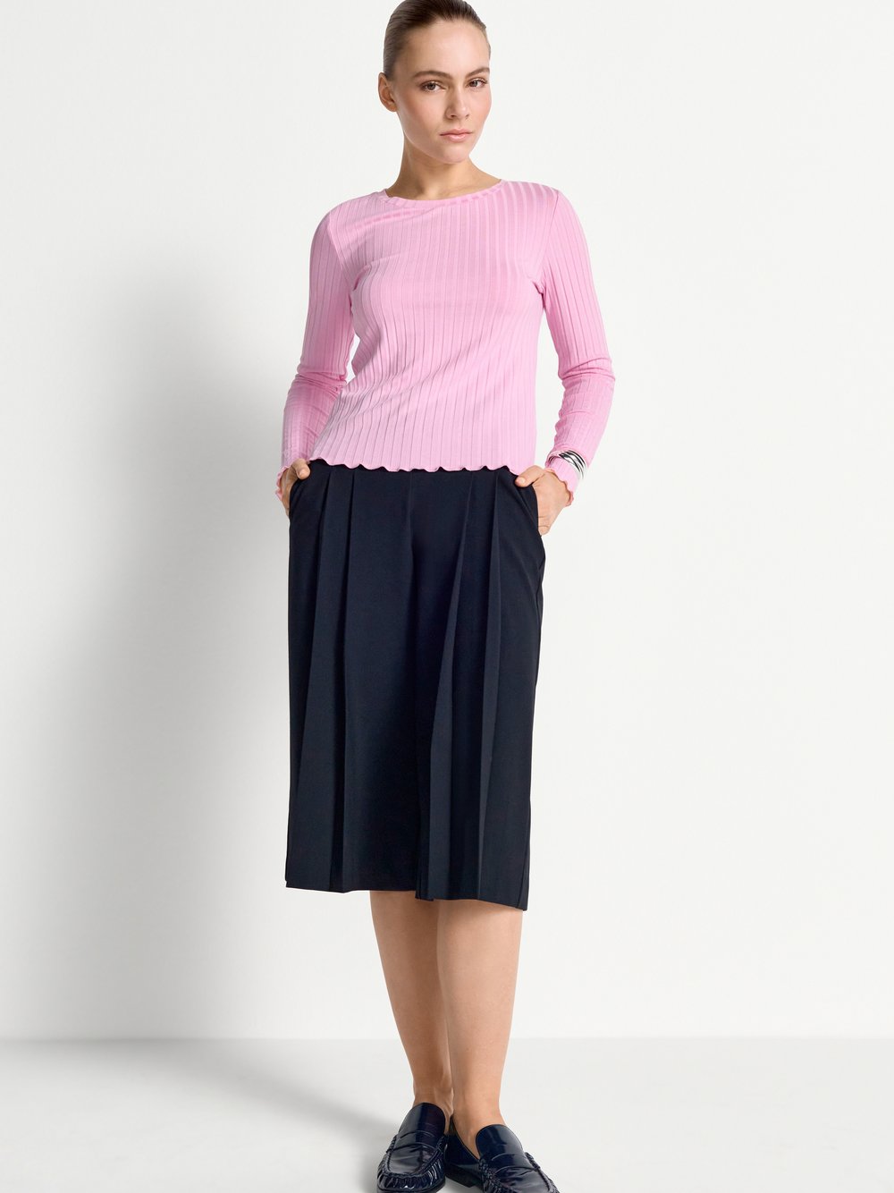 Thumbnail - Rich & Royal Langarmshirt Damen Viskose rosa strukturiert, XS