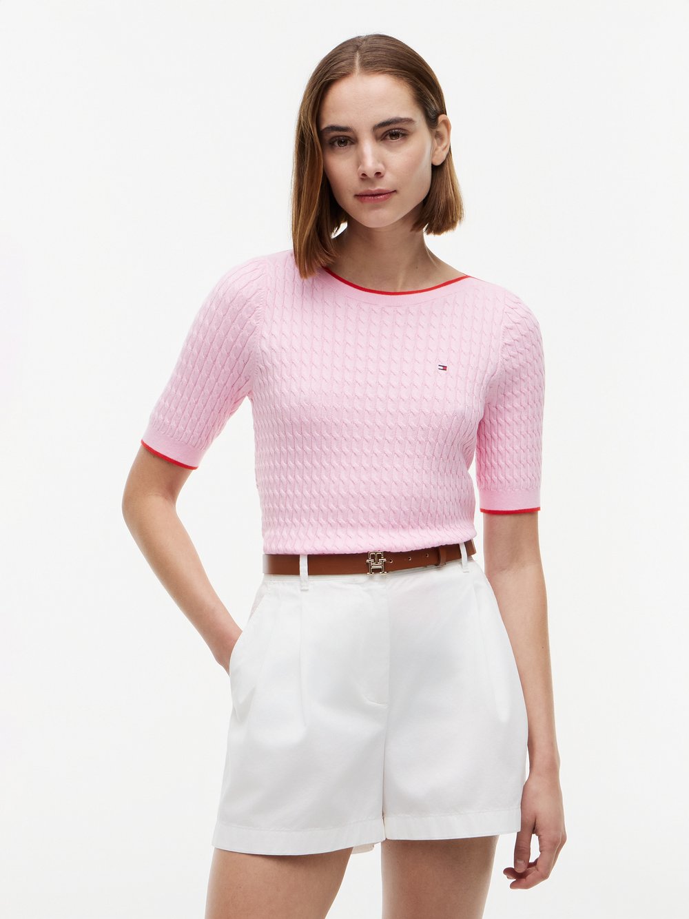 VAN GRAAF Tommy Hilfiger Damen Rosa Strickshirt Baumwolle (100%) Klein