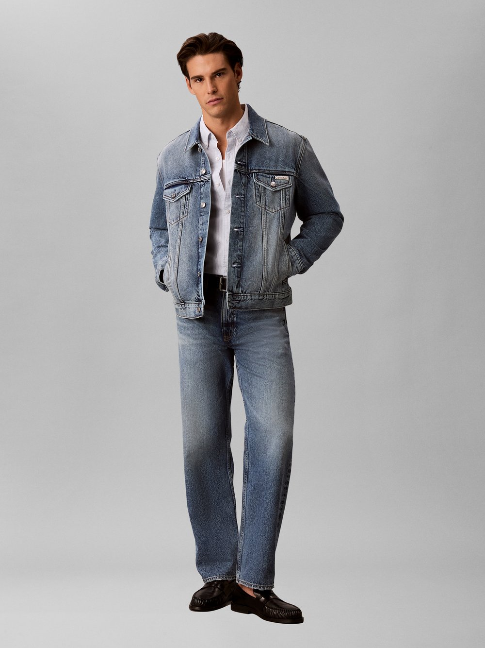 Calvin Klein Jeans kurtka dżinsowa - Andrew Mężczyźni Bawełna (100%) niebieski