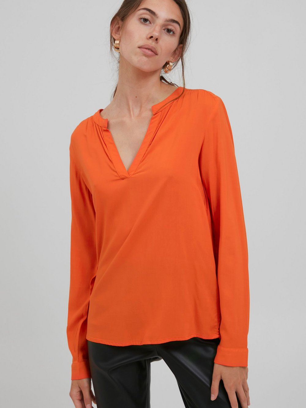 Ichi Langarmbluse Damen Viskose orange, 36