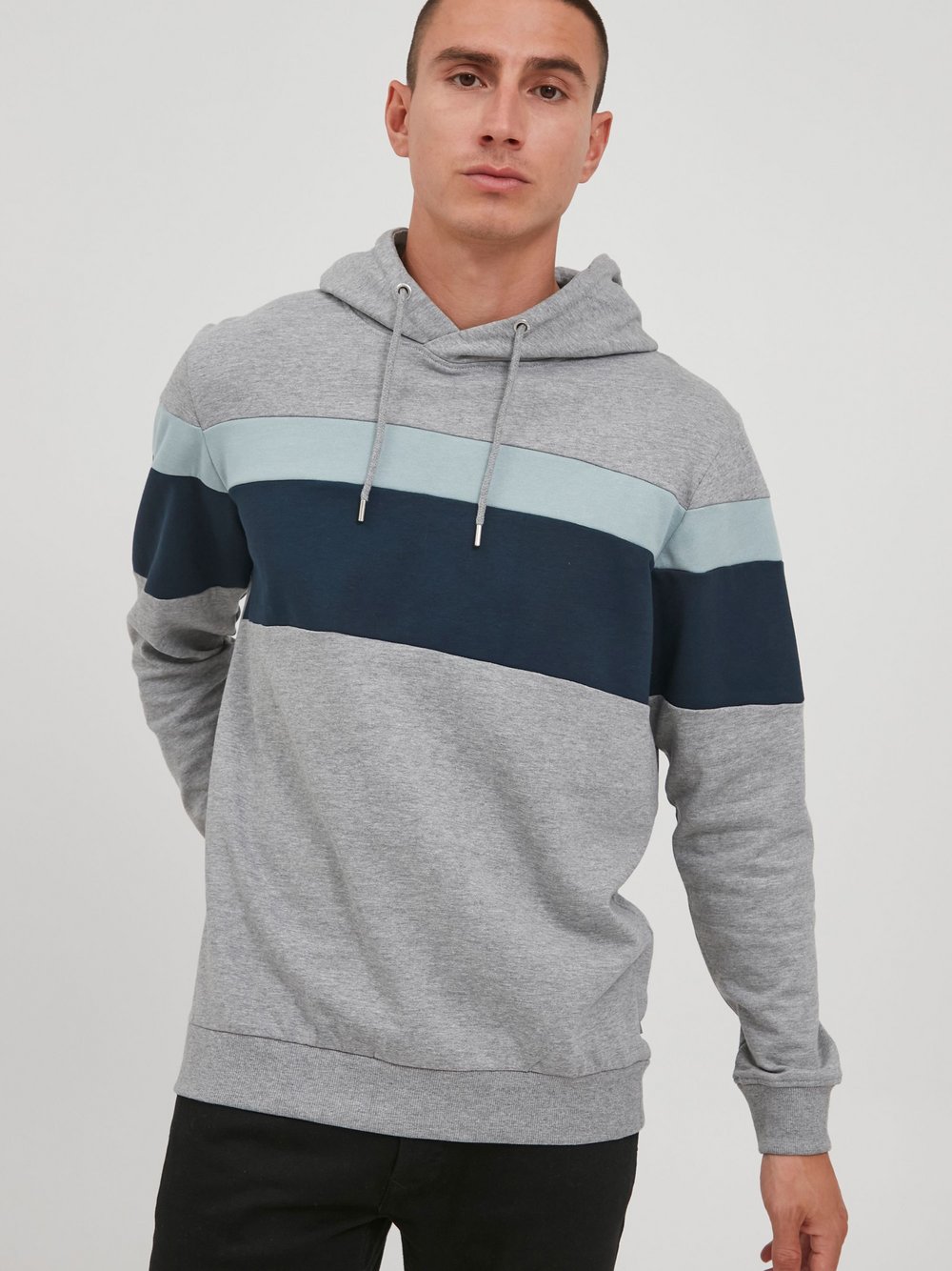 Solid Kapuzensweatshirt Herren Baumwolle grau gestreift, XXL