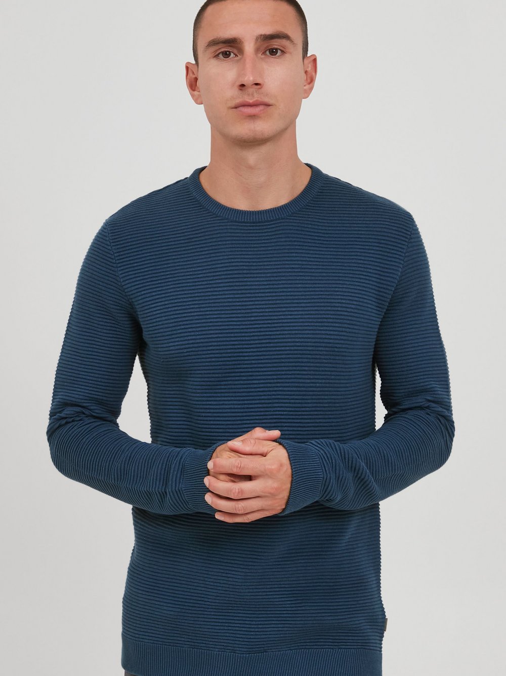 Solid Strickpullover Herren Baumwolle blau, XL