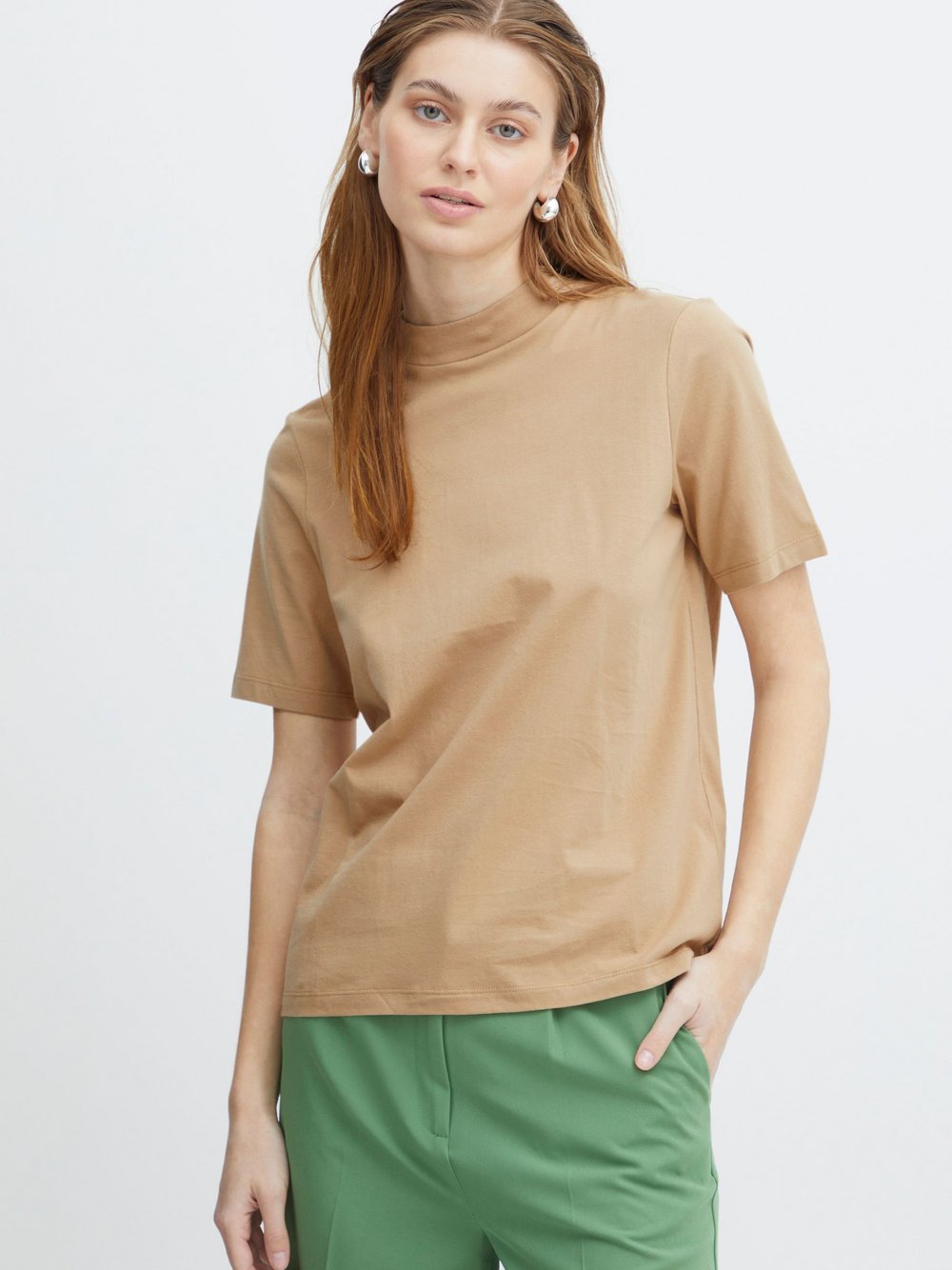 Ichi T-Shirt Damen Baumwolle beige, M