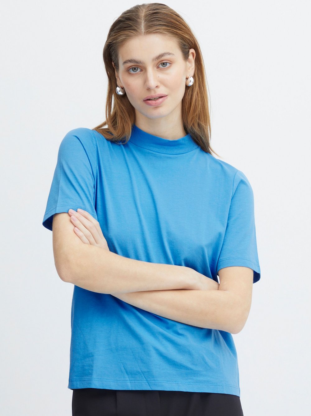 Ichi T-Shirt Damen Baumwolle blau, XS