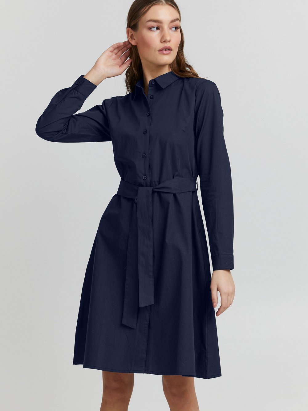 Ichi Blusenkleid Damen Baumwolle blau, XXL