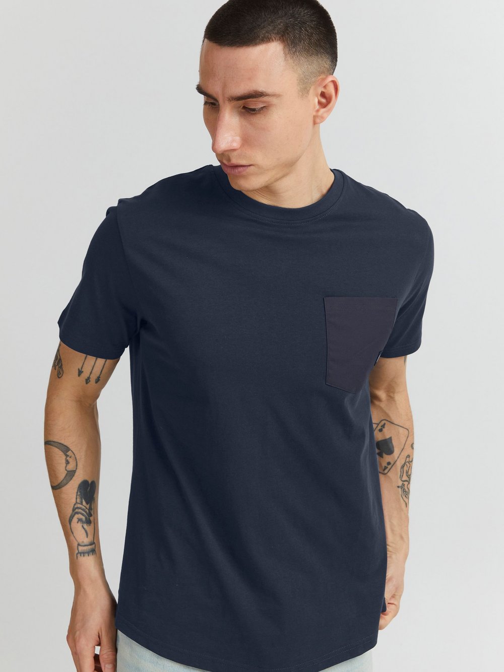 Thumbnail - Solid T-Shirt Herren Baumwolle blau, S