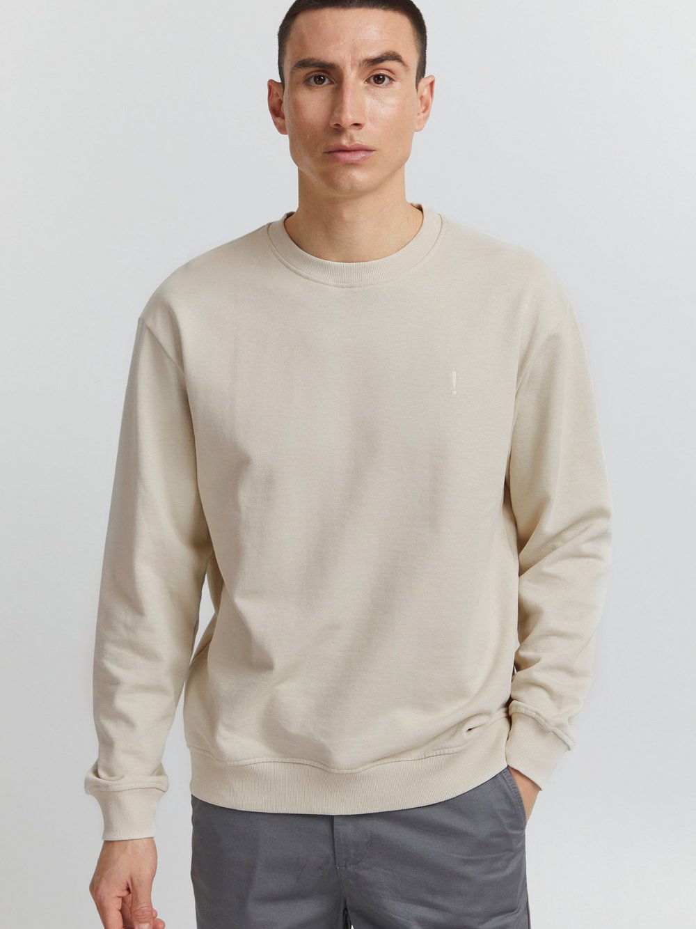 Solid Sweatshirt Herren Baumwolle beige bedruckt, XXXL