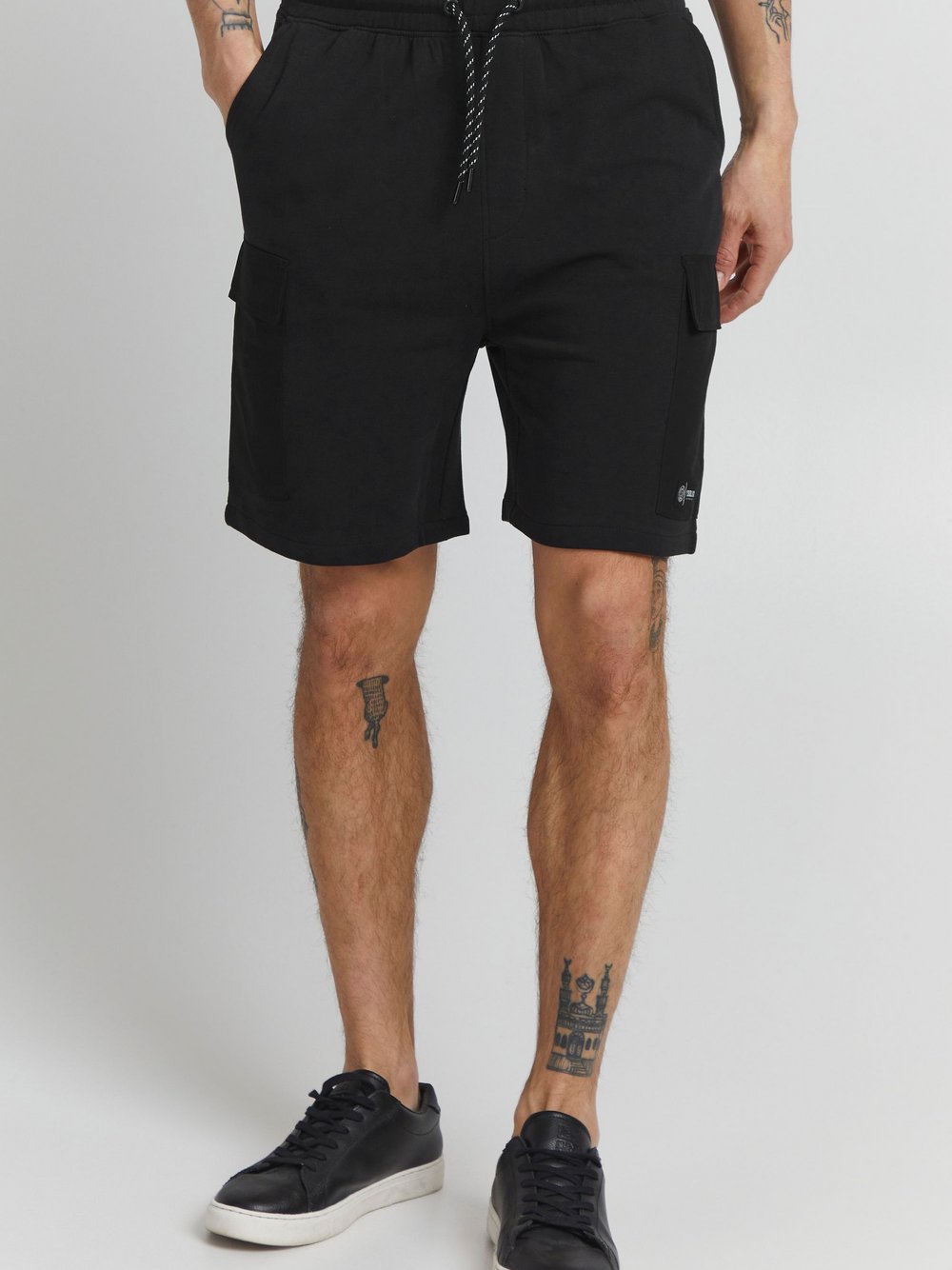 Solid Sweatshorts Herren Baumwolle schwarz, XL