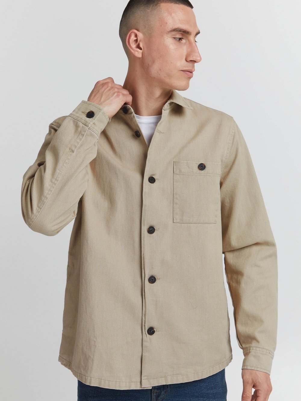 Solid Kurzjacke Herren Baumwolle beige, L