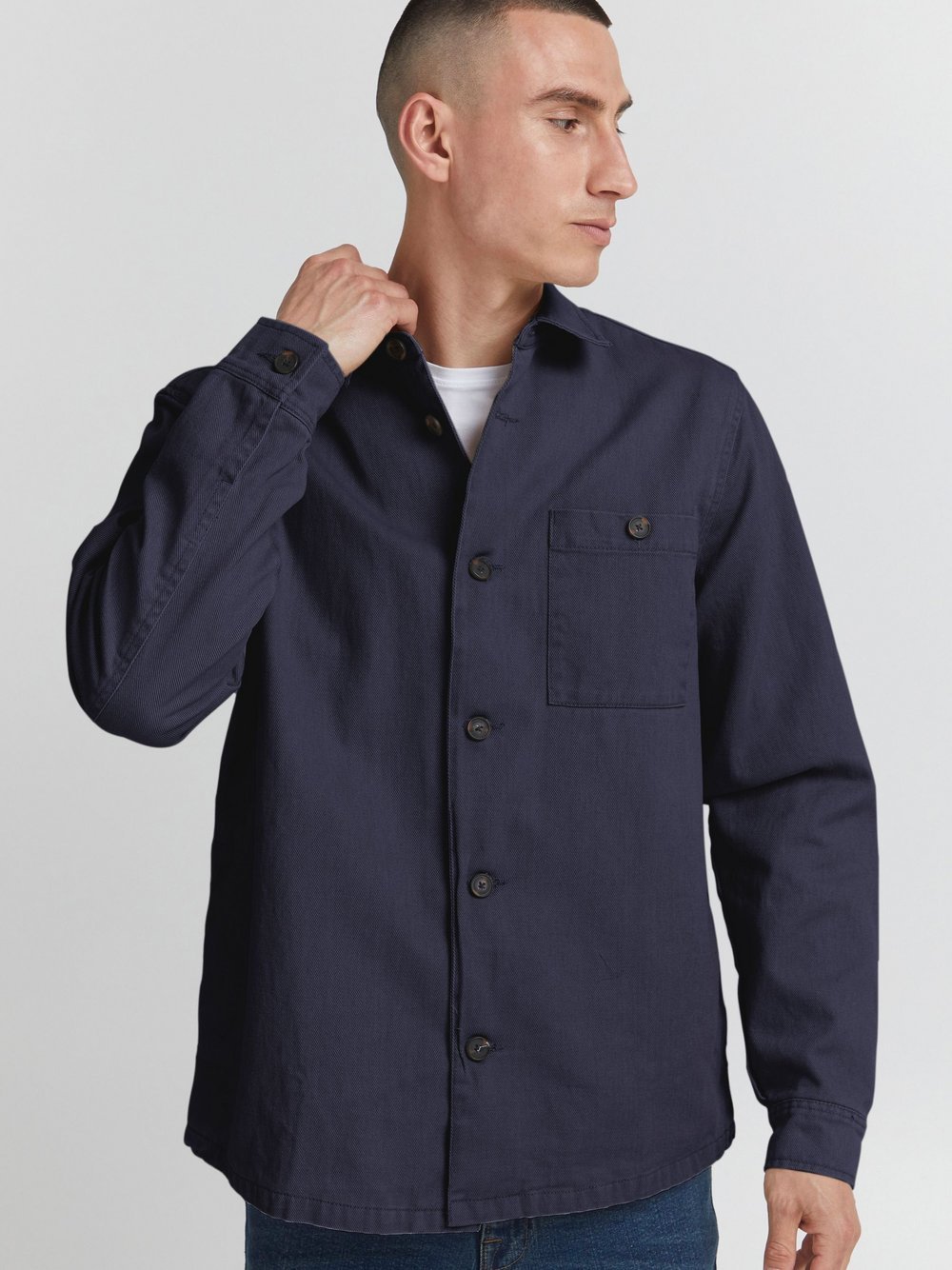 Solid Kurzjacke Herren Baumwolle blau, XXL