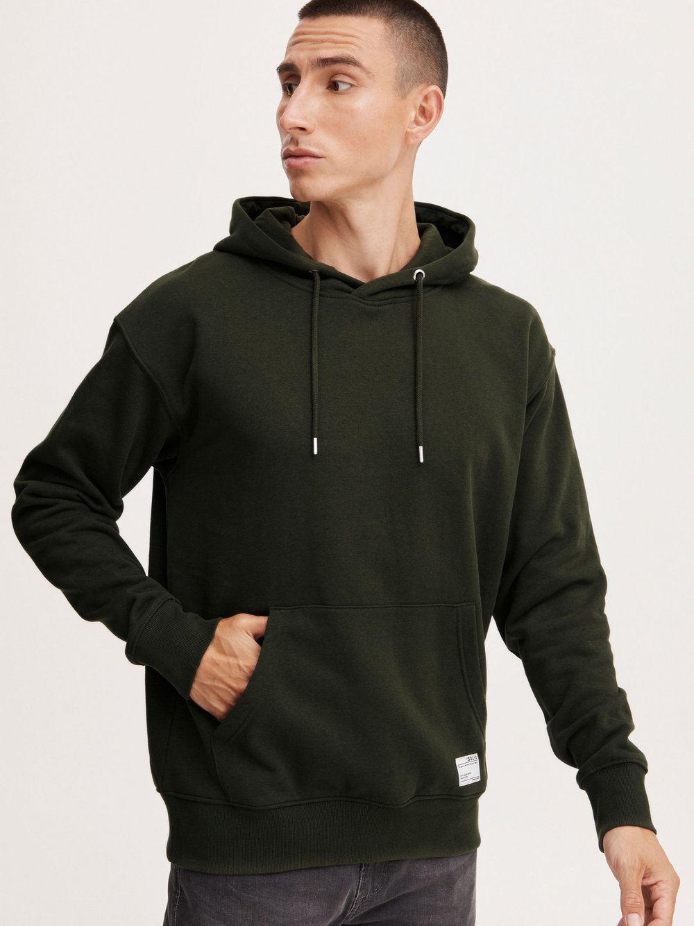 Solid Kapuzenpullover Herren Baumwolle grün, XXL