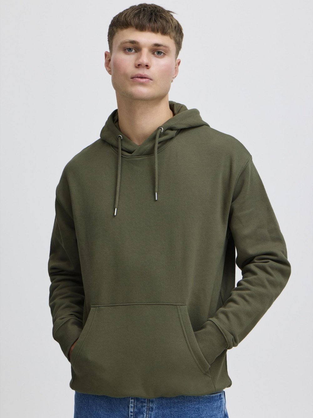 Thumbnail - Solid Kapuzenpullover Herren Baumwolle grün, S