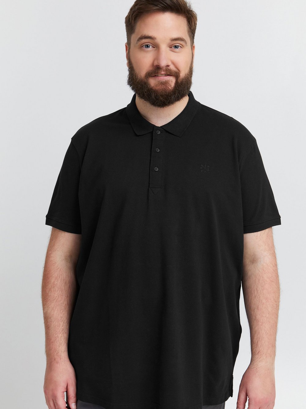 Solid Poloshirt Herren Baumwolle schwarz, XXXXL