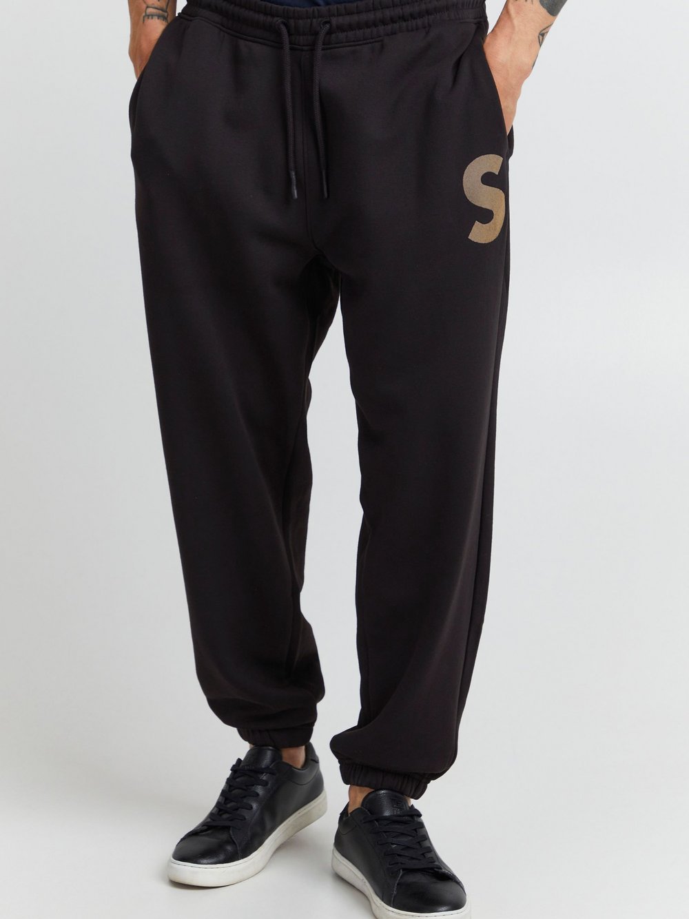 Solid Sweatpants Herren Baumwolle schwarz, M