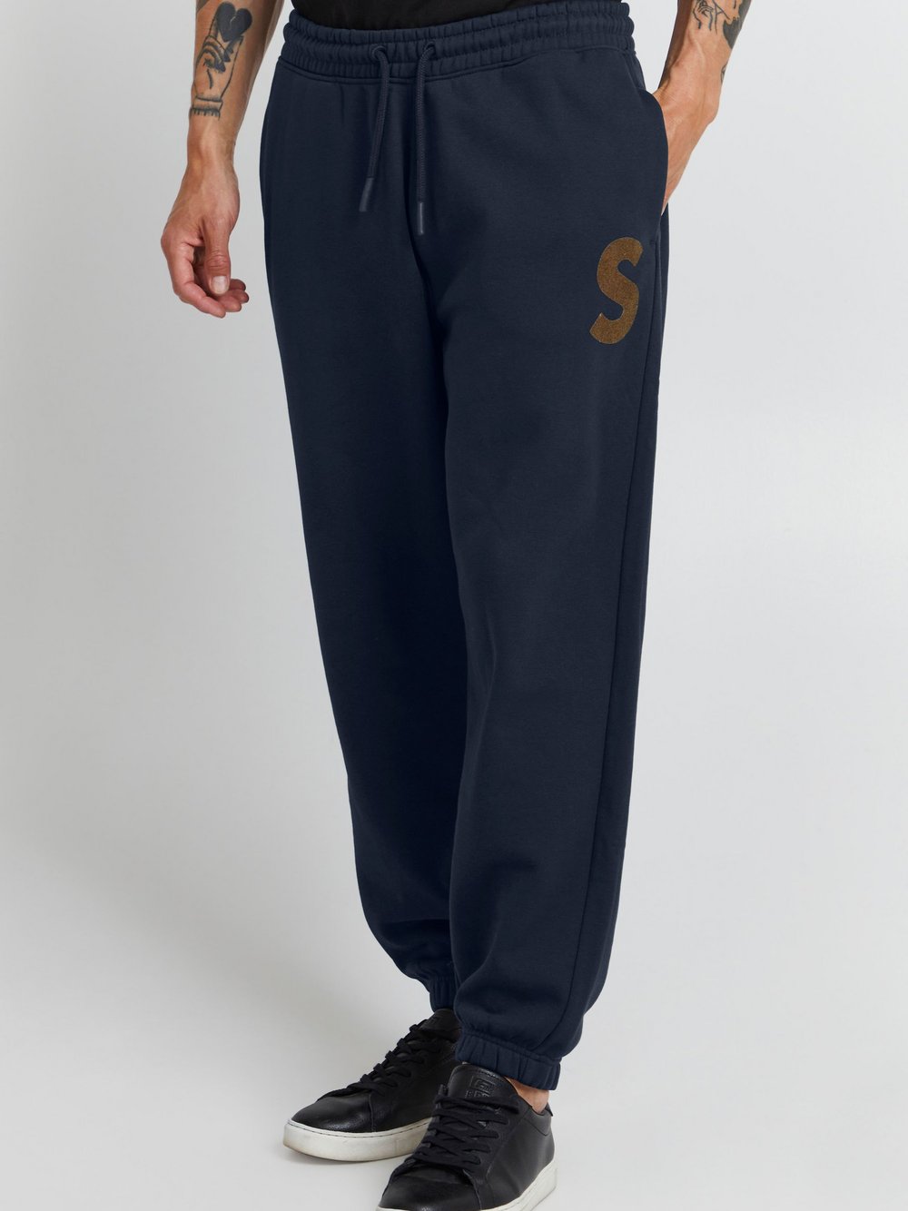 Solid Sweatpants Herren Baumwolle blau, XL