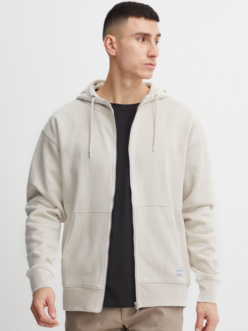 Solid Sweatjacke Herren Baumwolle beige, XL