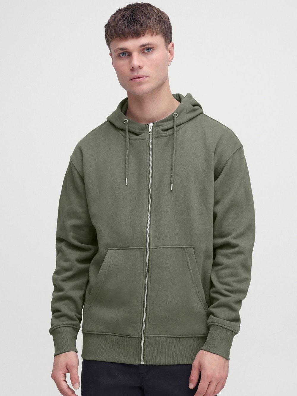 Thumbnail - Solid Sweatjacke Herren Baumwolle grün, S