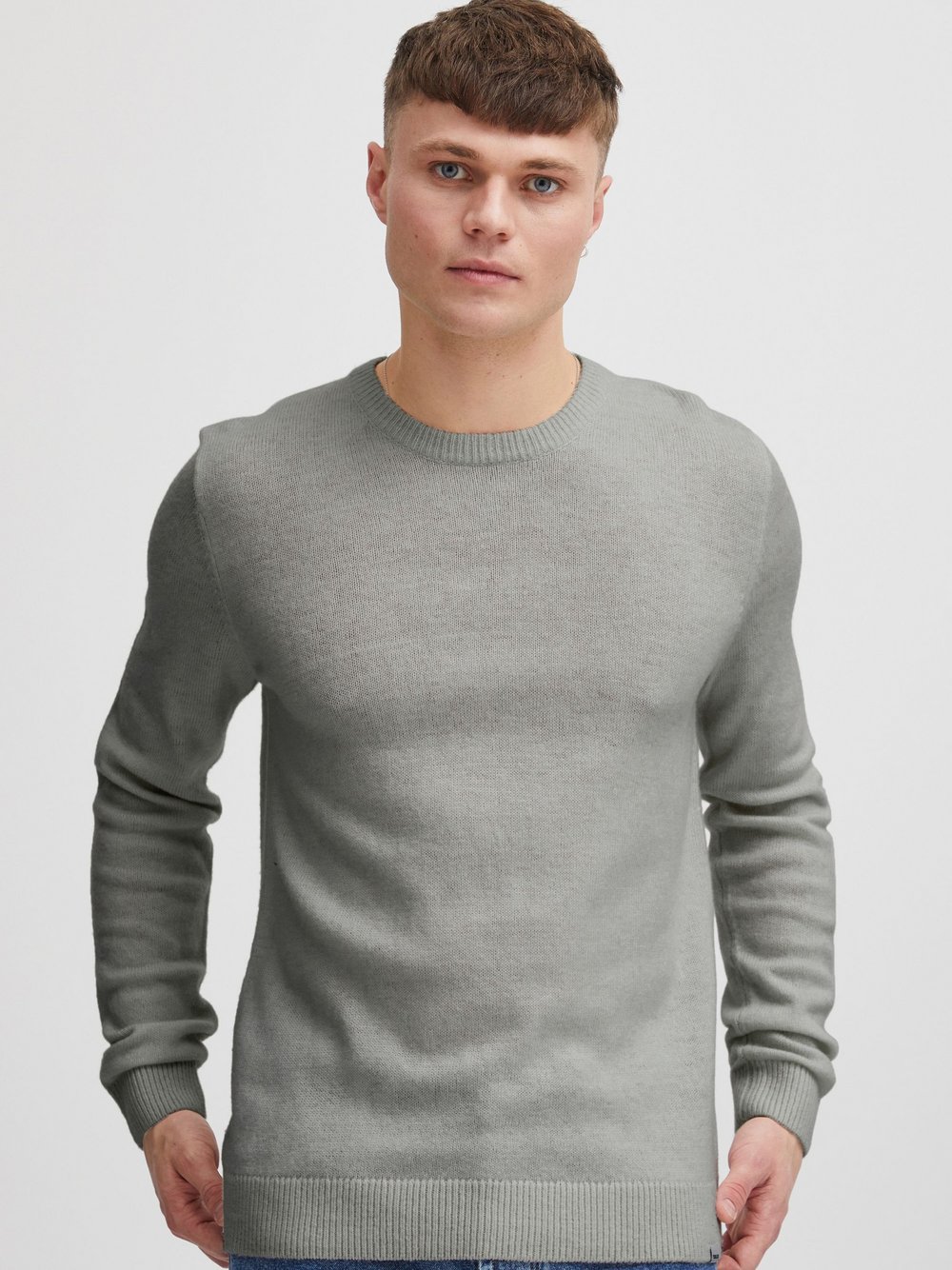 Solid Strickpullover Herren Wolle grau, XXL