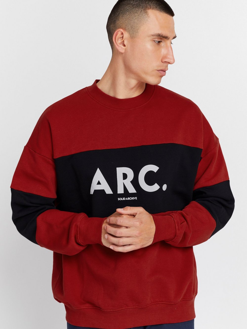 Solid Sweatshirt Herren Baumwolle rot bedruckt, S