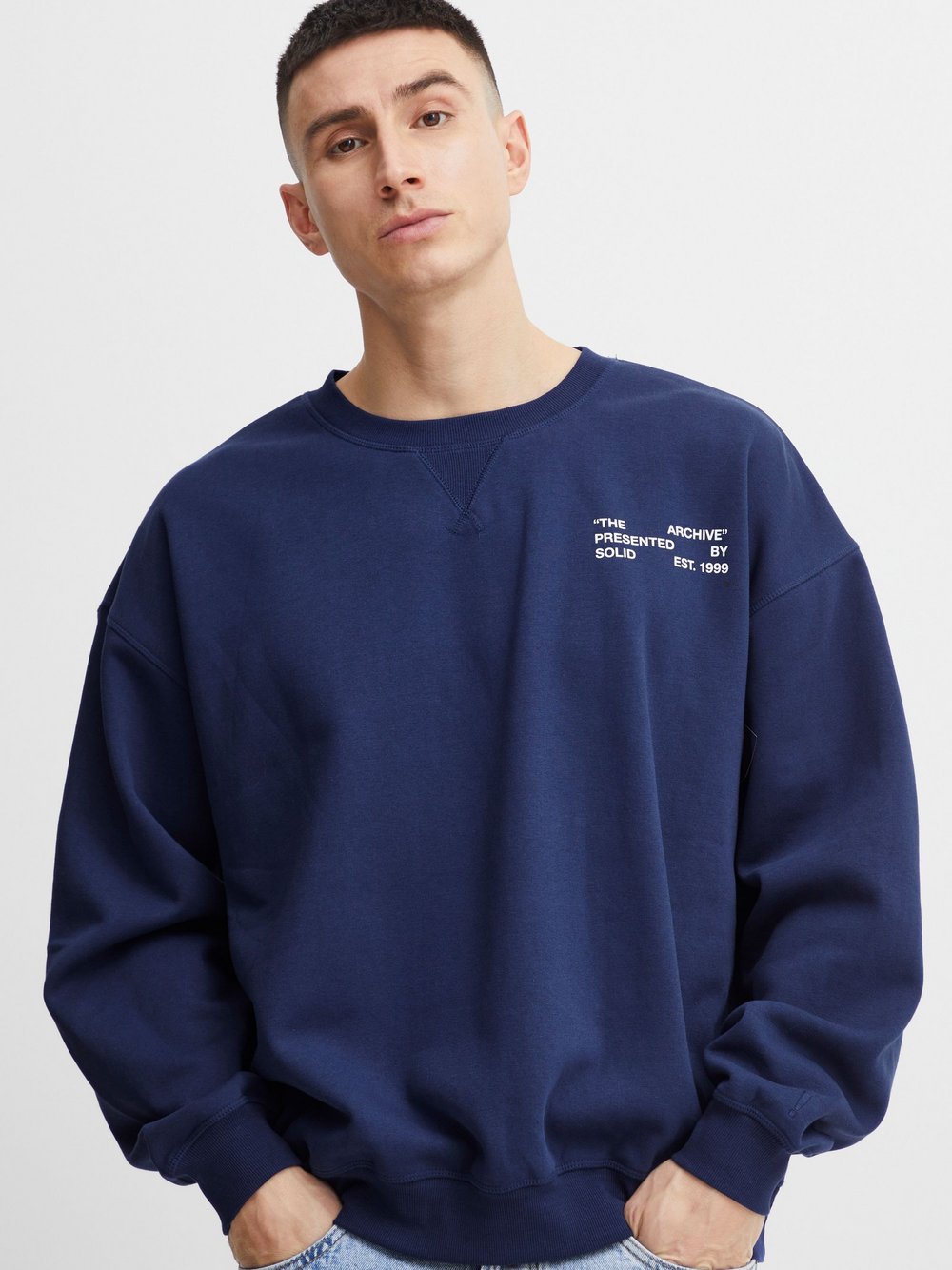 Solid Sweatshirt Herren Baumwolle blau bedruckt, XXL