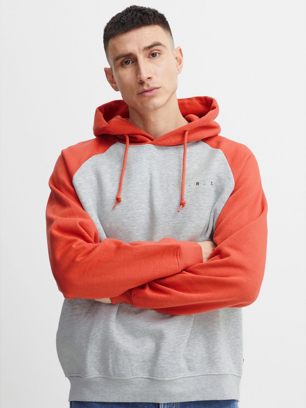 Solid Hoodie Herren Baumwolle rot meliert, M