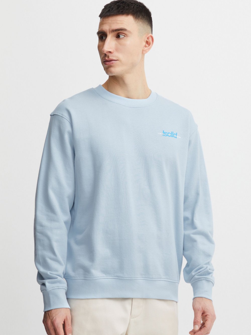 Solid Sweatshirt Herren Baumwolle blau, S