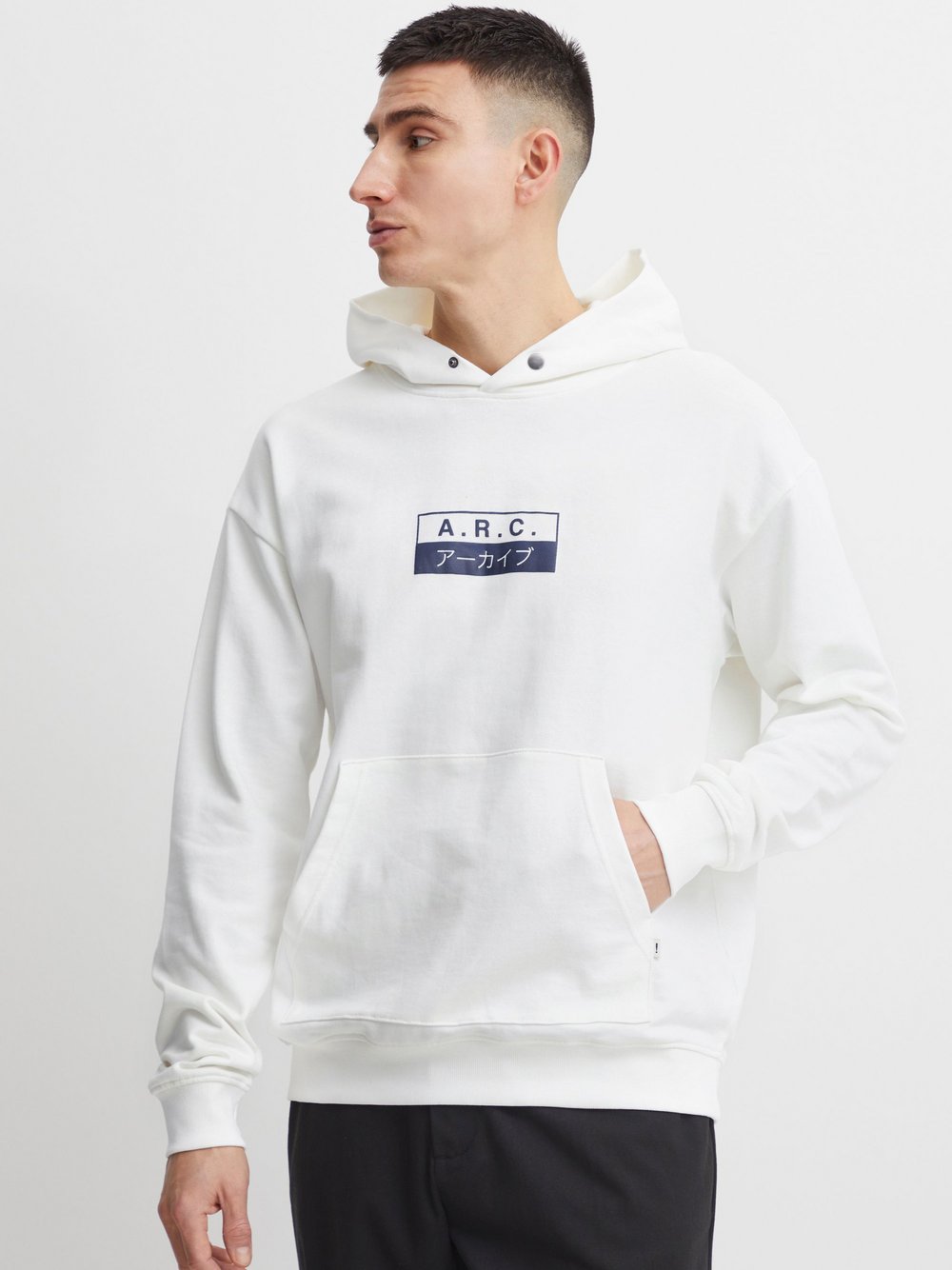 Solid Hoodie Herren Baumwolle weiß bedruckt, XXL